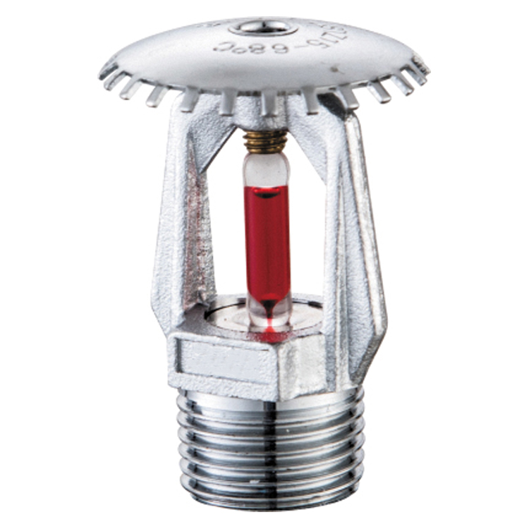 Chrome - Plated Fire Sprinkler Head with Red Glass Bulb for Fire Suppression