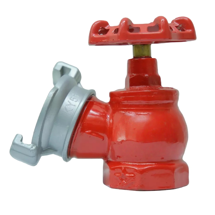 Fire Hydrant Angle Valve featuring a red handwheel and silver coupling, designed for rapid fire hose connection in fire - fighting scenarios.