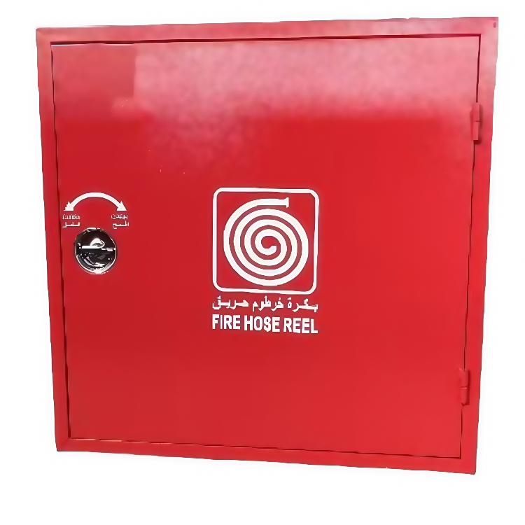 Red mild steel fire hose cabinet for wall mounting, stores fire - fighting equipment for quick small - fire self - rescue.