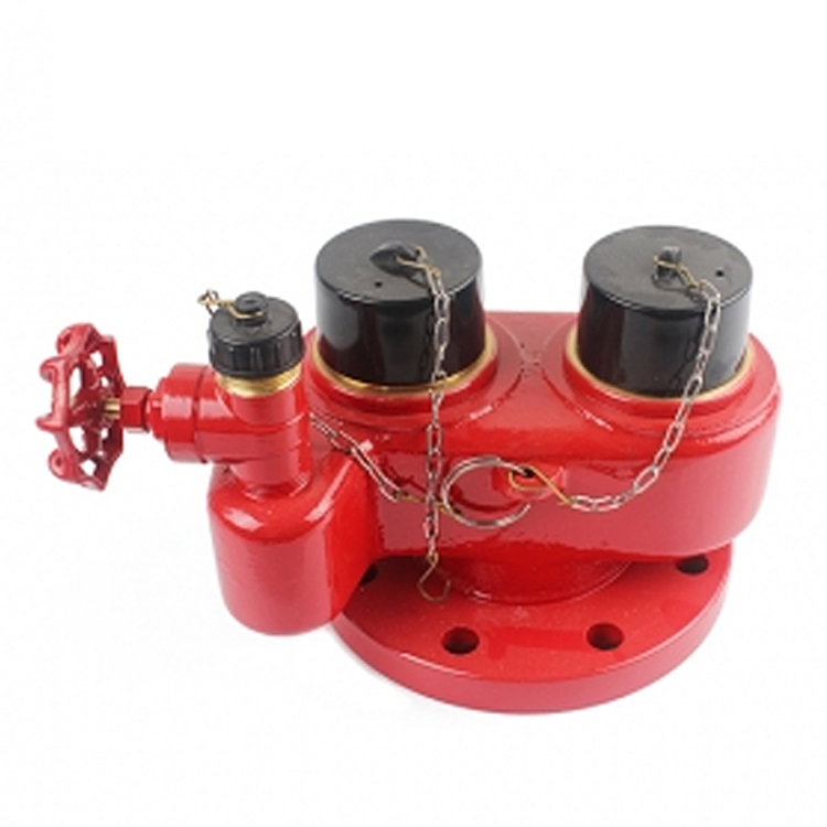 2 Way breeching Inlet Fire Hydrant (cast iron/ductile iron) – 2.5” BS inlet, 4” flange outlet, for fire brigade hose connection to building fire systems.