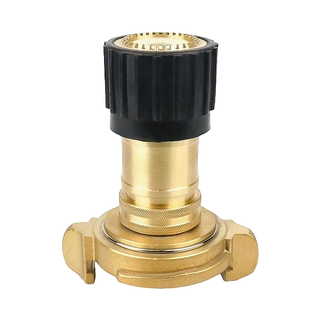 2.5″ Inlet Nakajima Fire Nozzle – rough brass, 30mm outlet, enables jet and spray water streams.