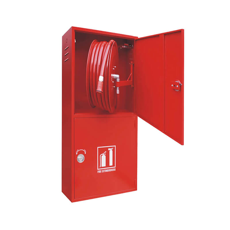 Vertical Two Compartment Fire Cabinet – dual compartment, stores fire hose reel and extinguishers for quick emergency access.