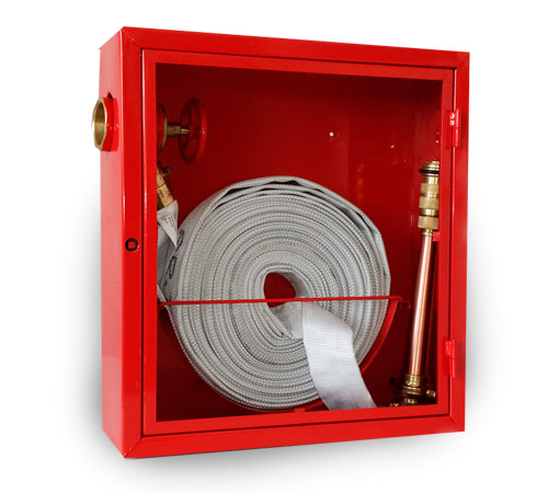 Argentine - Style Fire Hose Cabinet – durable metal construction, red for high visibility, stores fire hoses for emergency response.